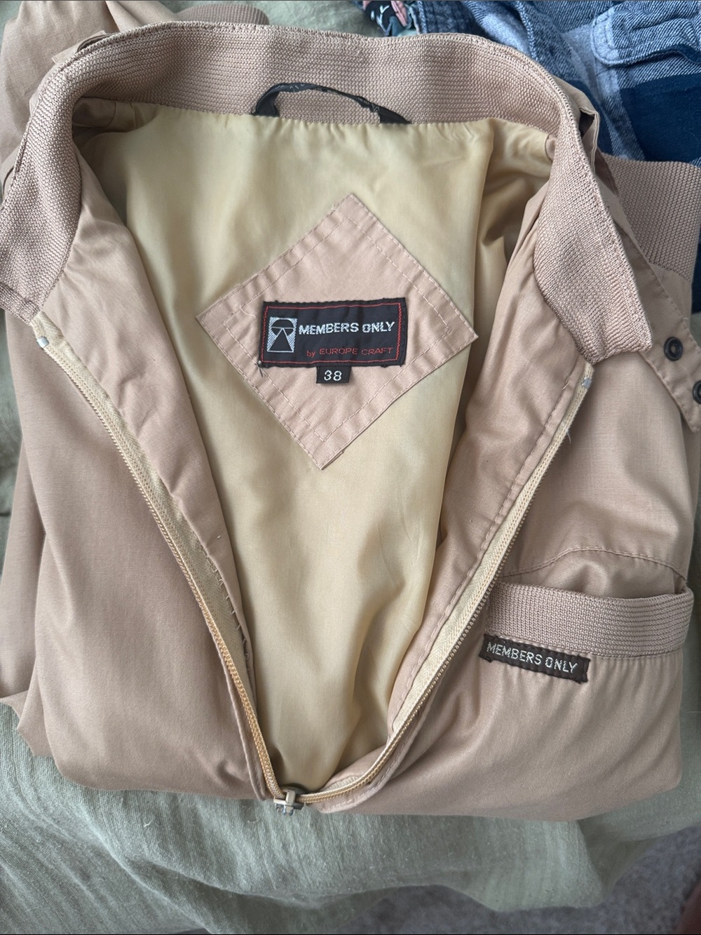 Members Only Tan Beige Zip Jacket Vintage